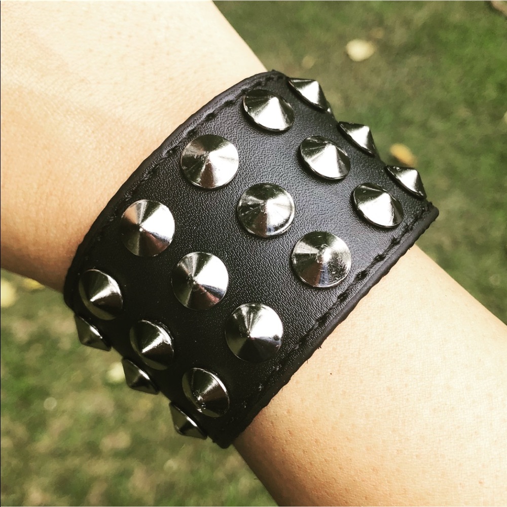 Black Leather Stud bracelet